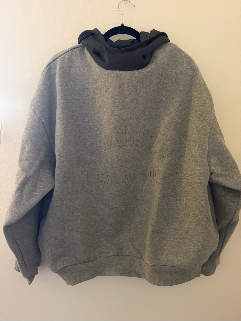 Grey Men's Hoodie Sweatshirt essentials fear of god Medium